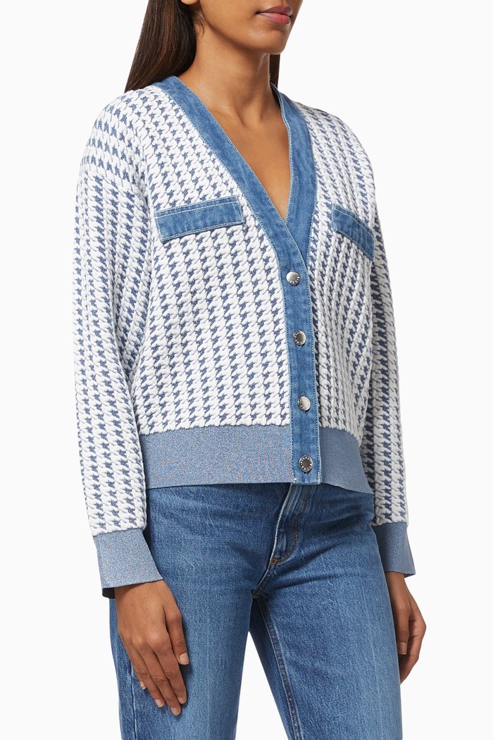 

Cropped Cardigan in Tweed & Denim, Blue