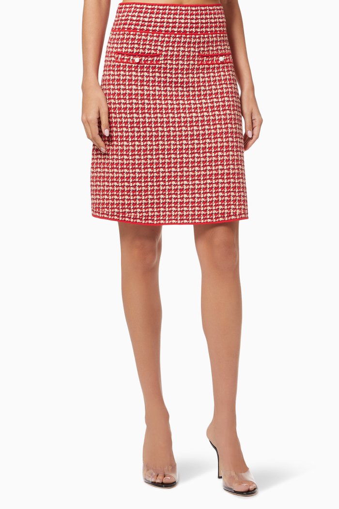 Short Skirt in Cotton Tweed, Red