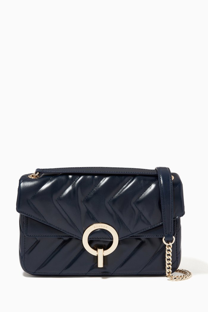 

Yza Shoulder Bag in Quilted Leather, Blue