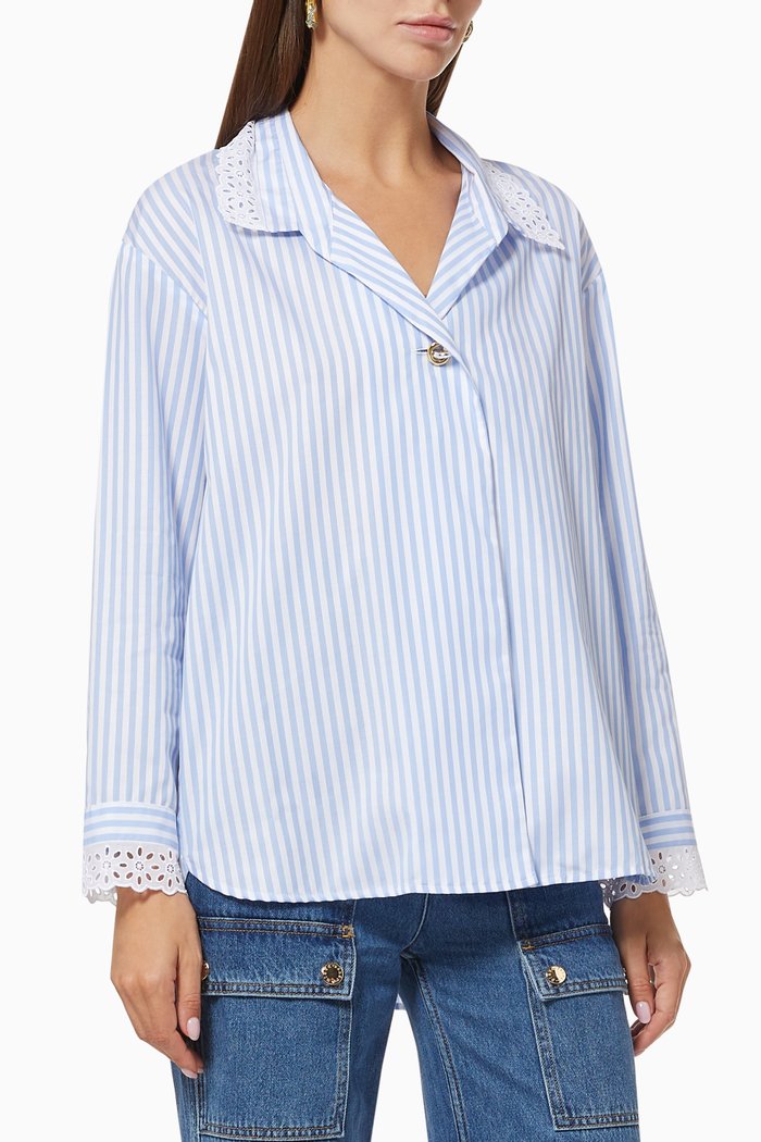 

Oversized Striped Shirt in Poplin, White