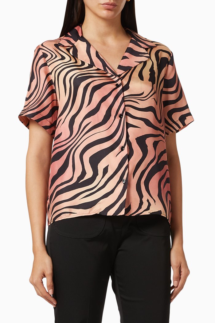 

Zebra Print Shirt in Silk, Red