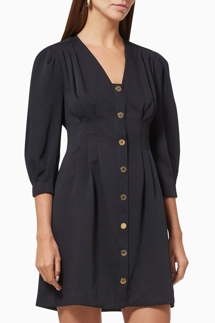 

Buttoned Dress in Crepe, Blue