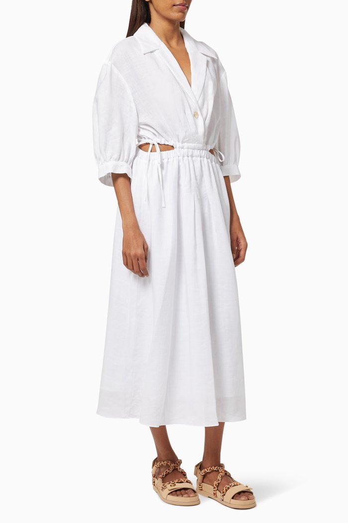 

Cut-out Maxi Dress in Ramie, White