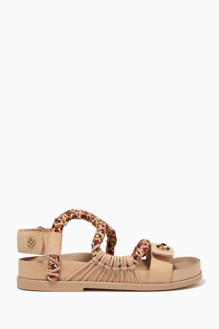 Flat Sandals in Leather, White