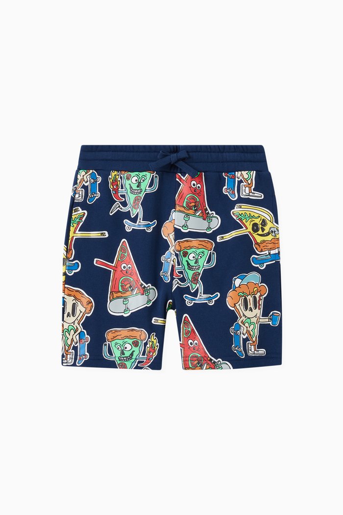 

Pizza Skaters Shorts in Organic Cotton Fleece, Blue