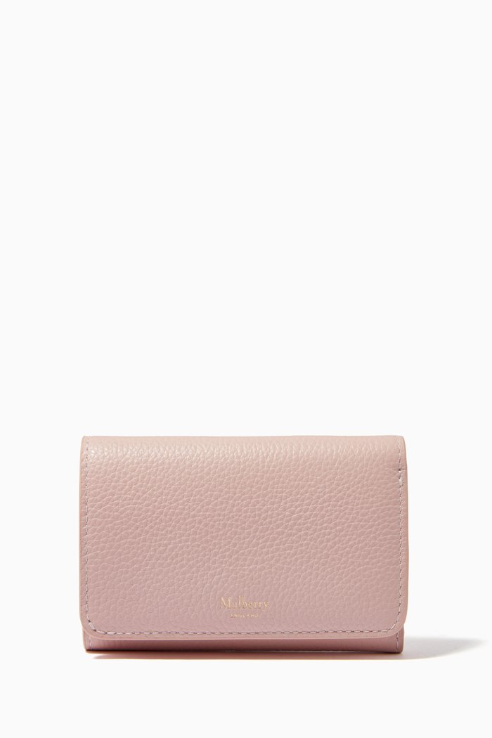 

Continental Trifold Wallet in Small Grain Leather, Pink