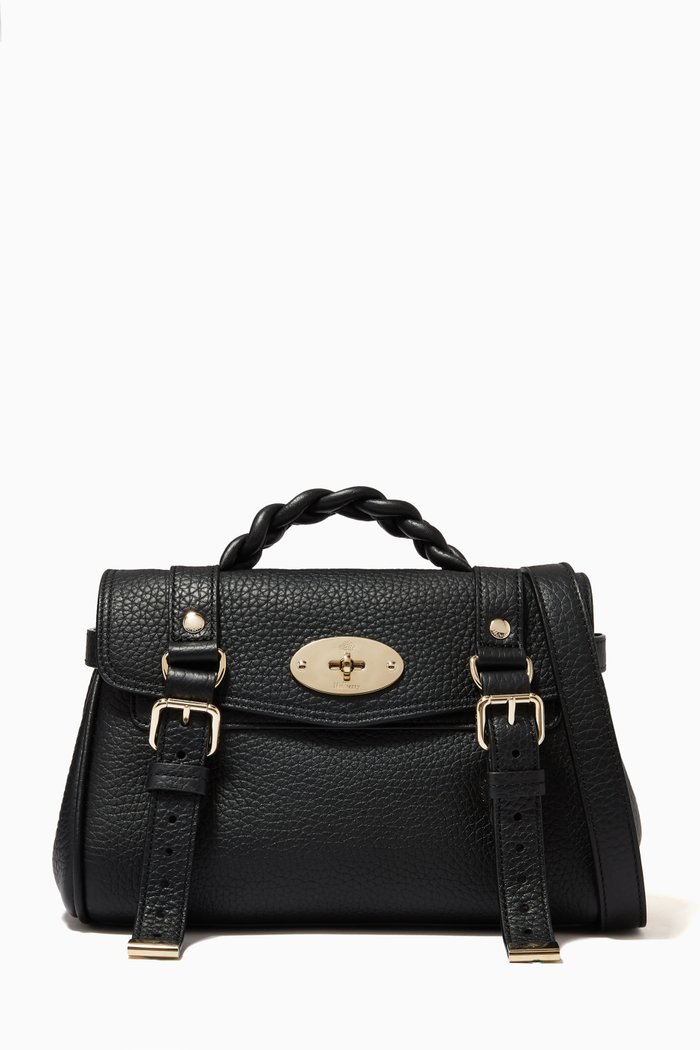

Mini Alexa Satchel Bag in Small Classic Grain Leather, Black