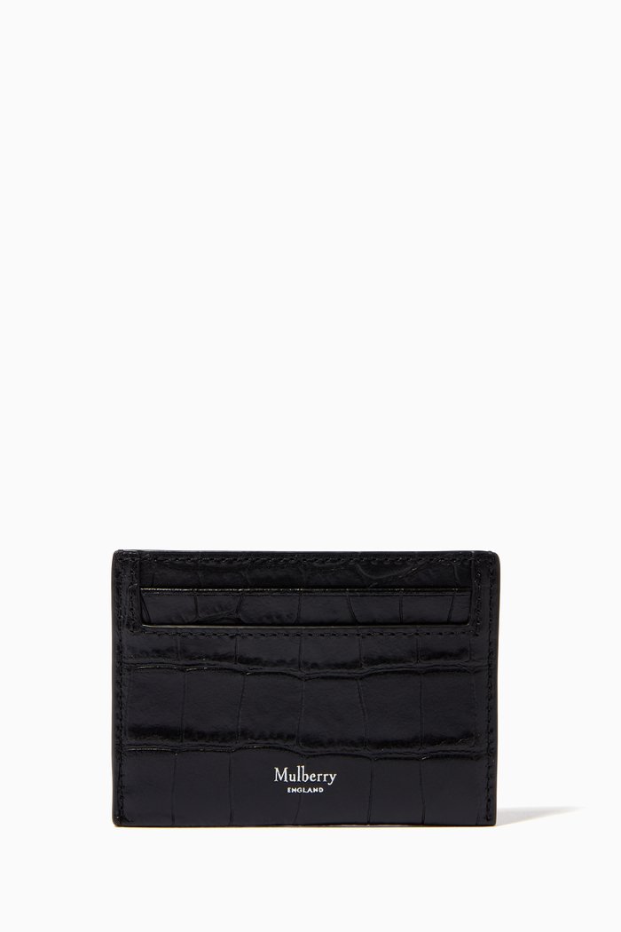

Card Holder in Soft Croc-print Leather, Black
