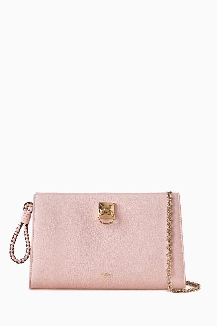 

Iris Chain Wallet in Heavy Grain Leather, Pink