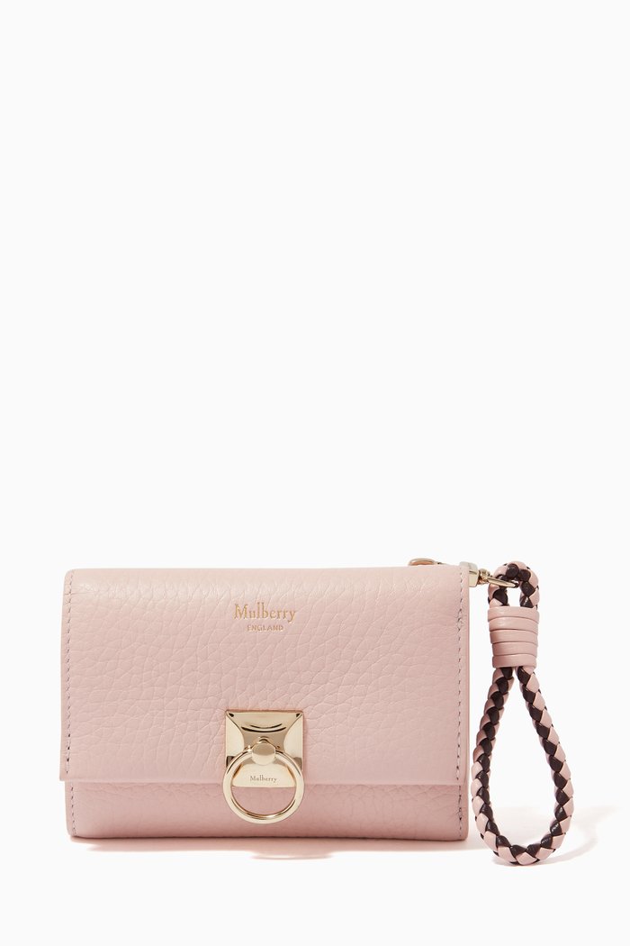 Iris Trifold Wallet in Heavy Grain Leather, Pink