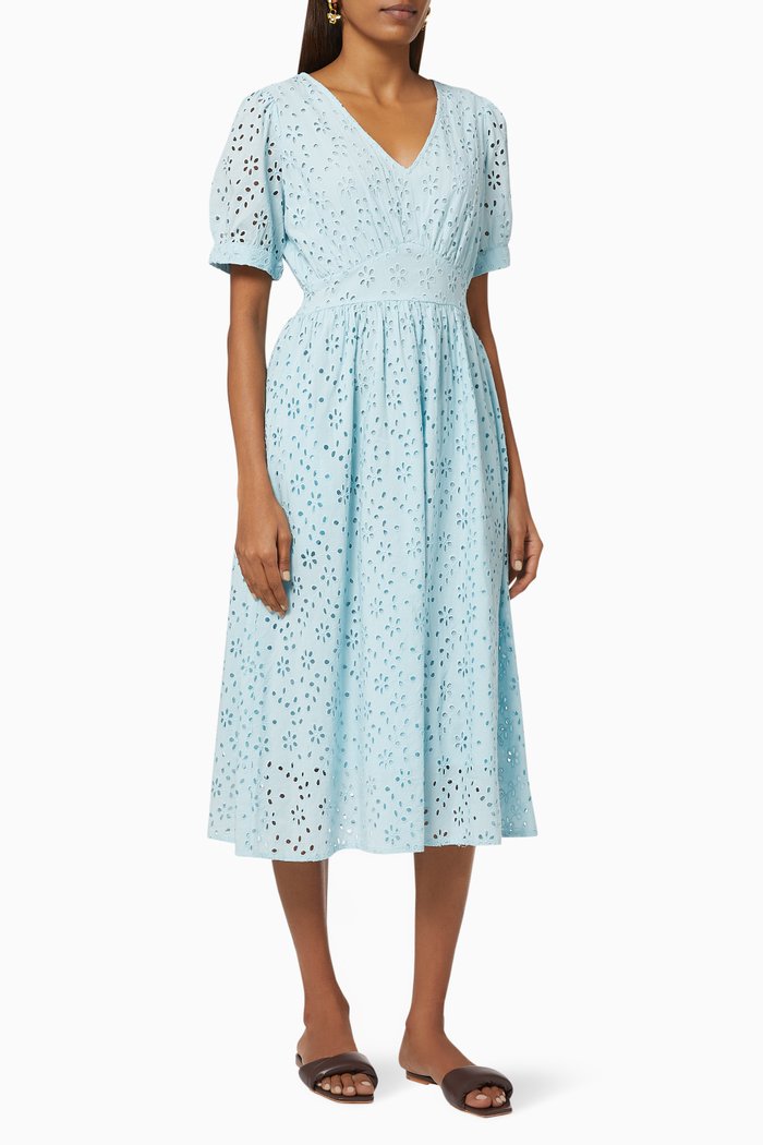 

Yascory Midi Dress in Organic Cotton, Blue