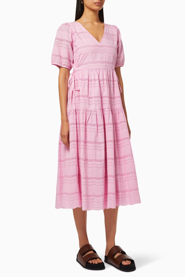 

Yaseva Midi Dress in Organic Cotton, Purple