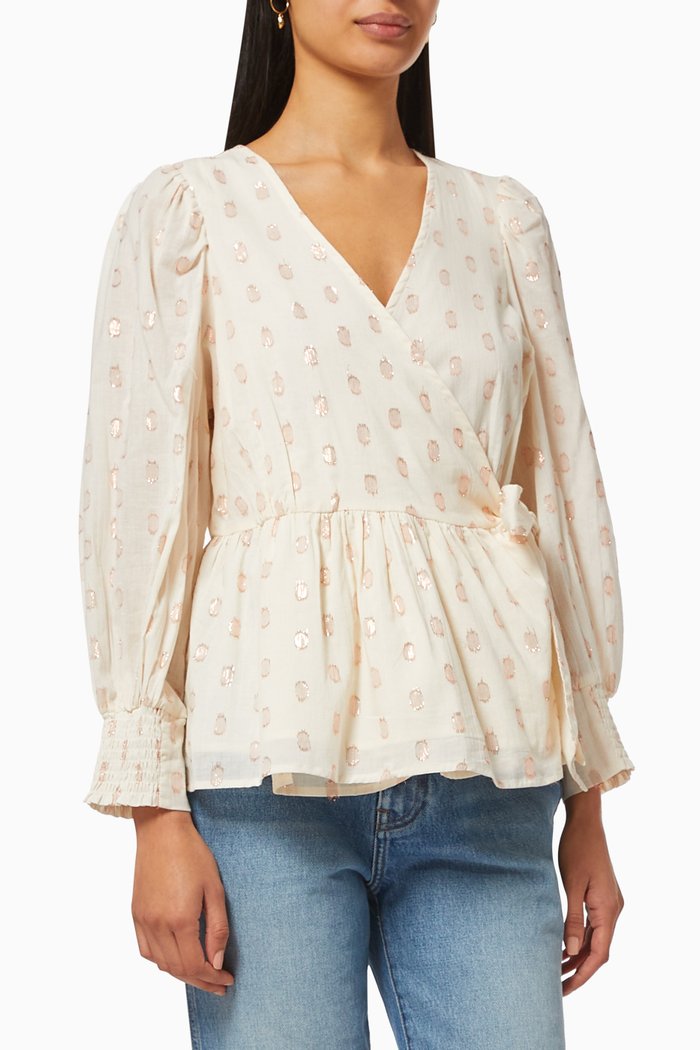 

Yassilo Wrap Top in Cotton, Multicolour