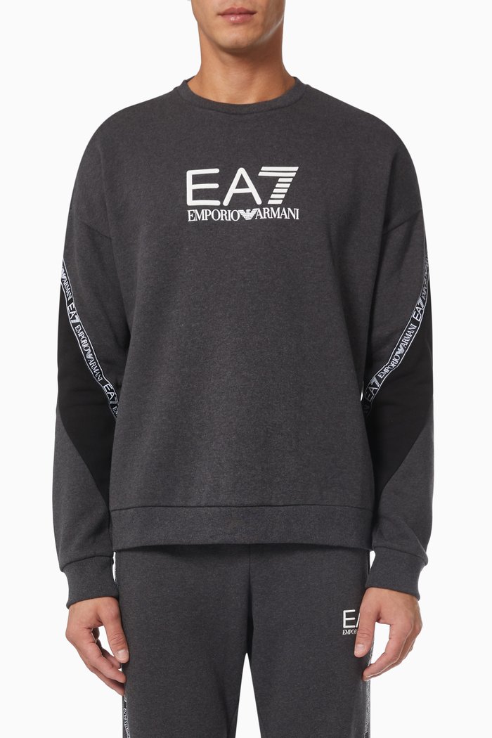 

EA7 Train Logo Tape Sweatshirt in Jersey, Grey