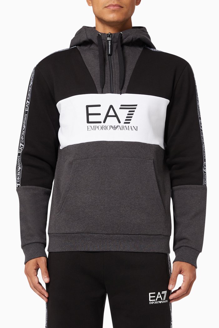 

EA7 Colourblock Hoodie in Jersey, Grey