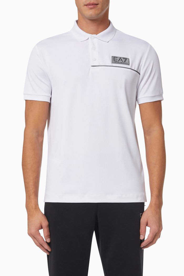 

EA7 Train Evolution in Stretch Piquet, White
