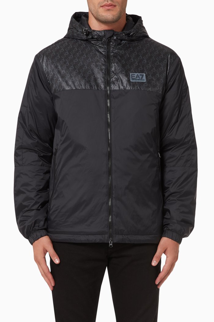 

EA7 Train Logo Padded Jacket in Nylon, Black