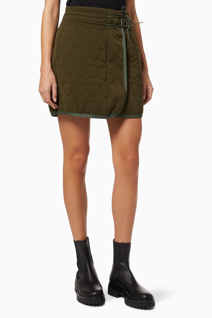 

R-EAcycle Wrap-around Mini Skirt in Quilted Nylon, Green