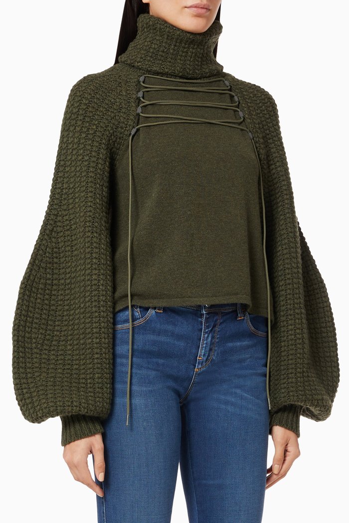 

R-EAcycle Capsule Collection Turtleneck Sweater in Wool, Green