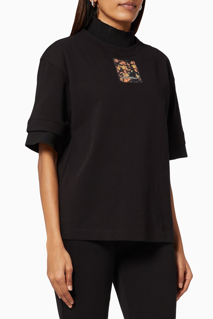 

R-EAcreate Logo Patch T-shirt in Jersey, Black