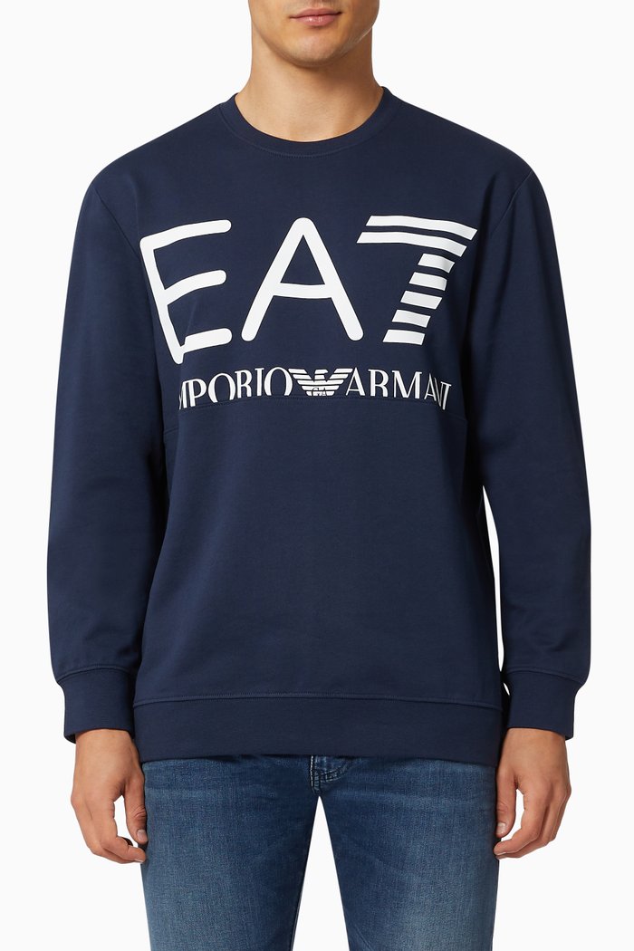 

EA7 Macro Logo Train Series Sweatshirt in Jersey, Blue