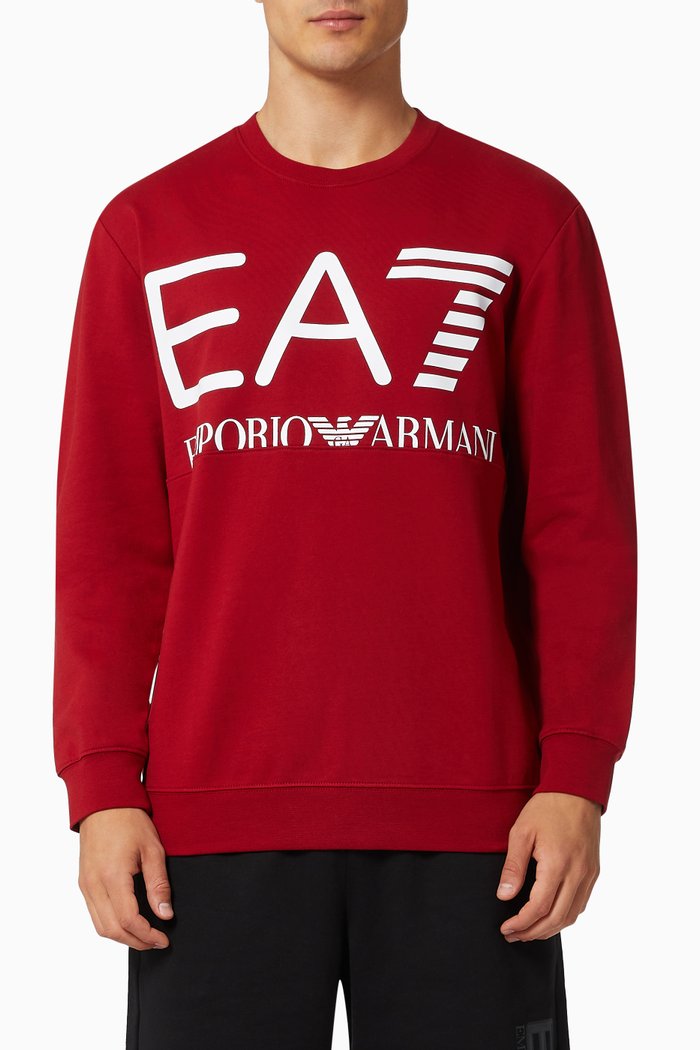 

EA7 Macro Logo Train Series Sweatshirt in Jersey, Red