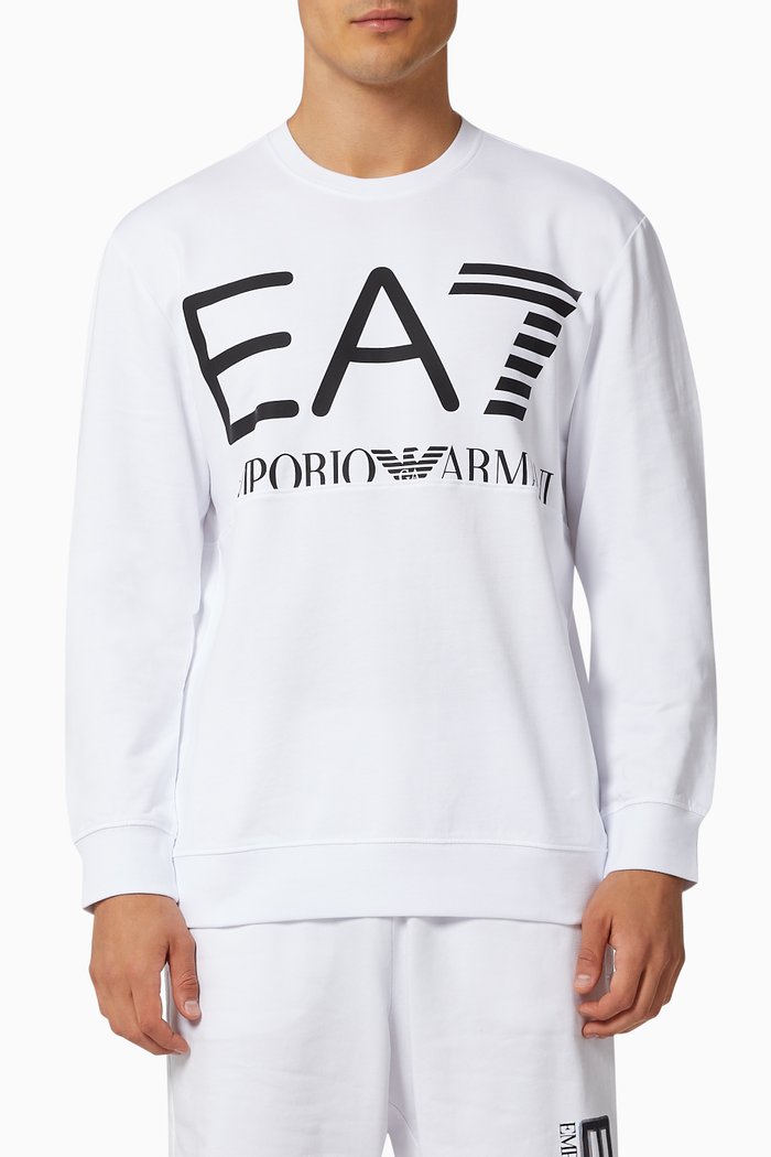 

EA7 Macro Logo Train Series Sweatshirt in Jersey, White