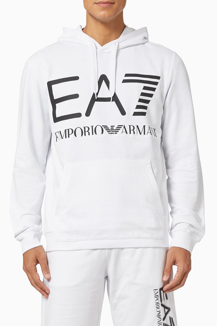 

EA7 Macro Logo Train Series Hoodie in Jersey, White
