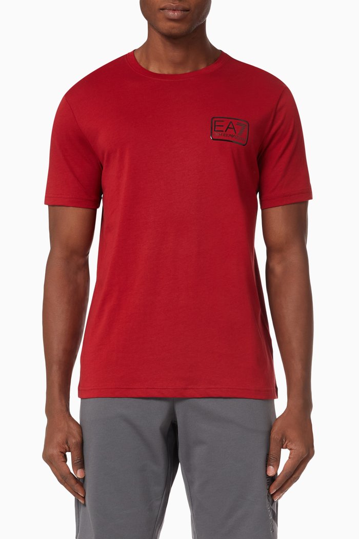 

EA7 Train Code T-shirt in Cotton Jersey, Red
