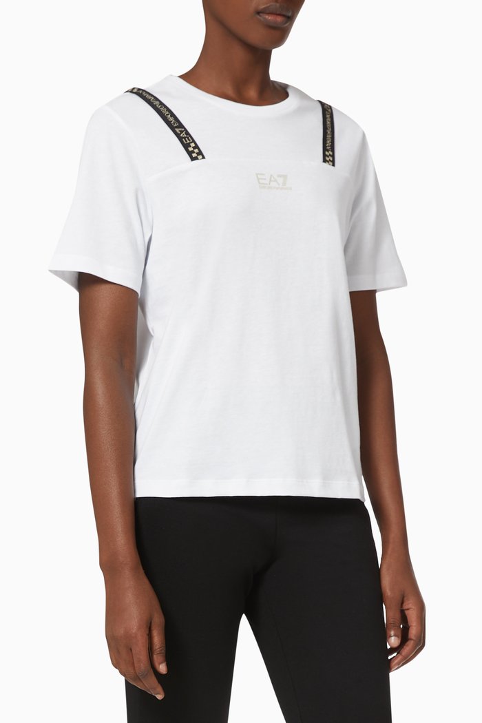 

EA7 Logo Band T-shirt in Jersey, White