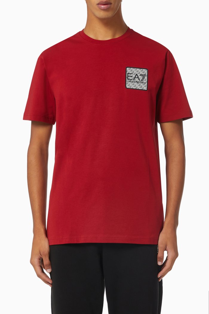 

EA7 Hologram Logo Series T-Shirt in Jersey, Red