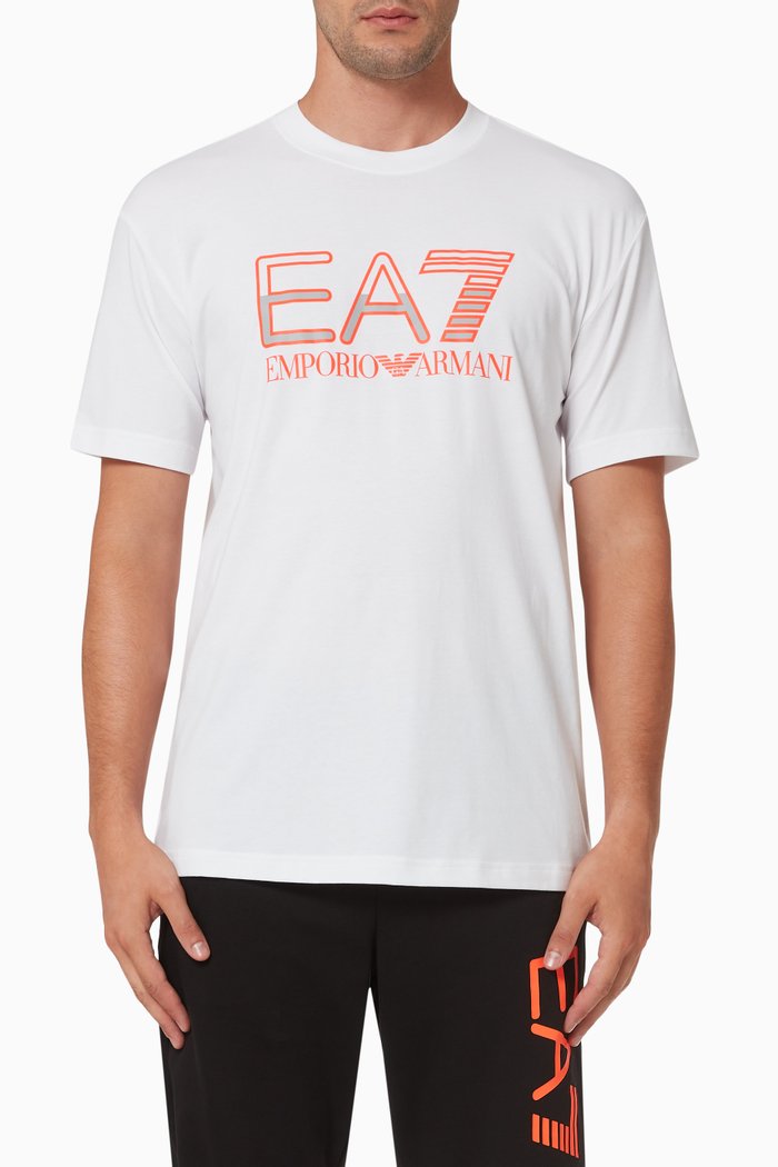 EA7 Train Logo T-shirt in Jersey, White