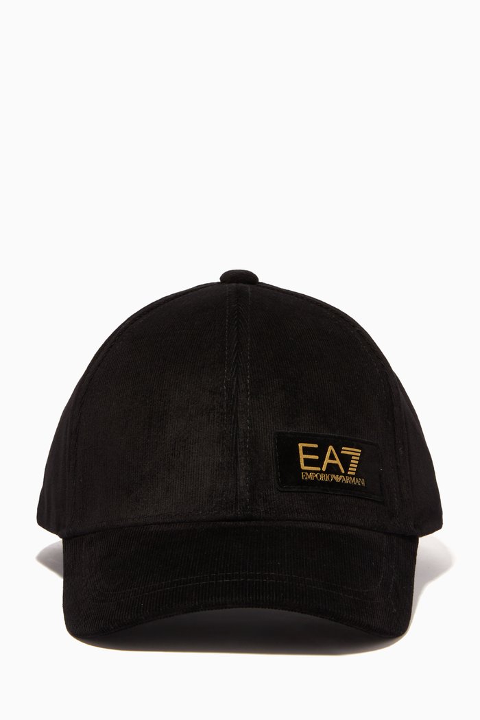 

EA7 Logo Patch Baseball Cap in Cotton Twill, Black