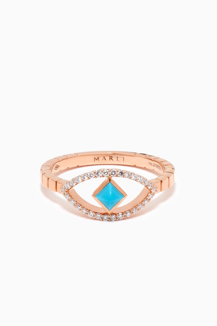 

Cleo Diamond & Turquoise Ring in 18kt Rose Gold