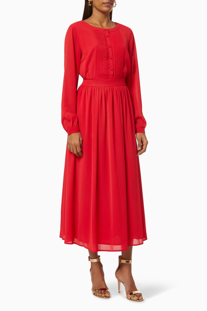 Yasreddie Maxi Dress in Chiffon, Red