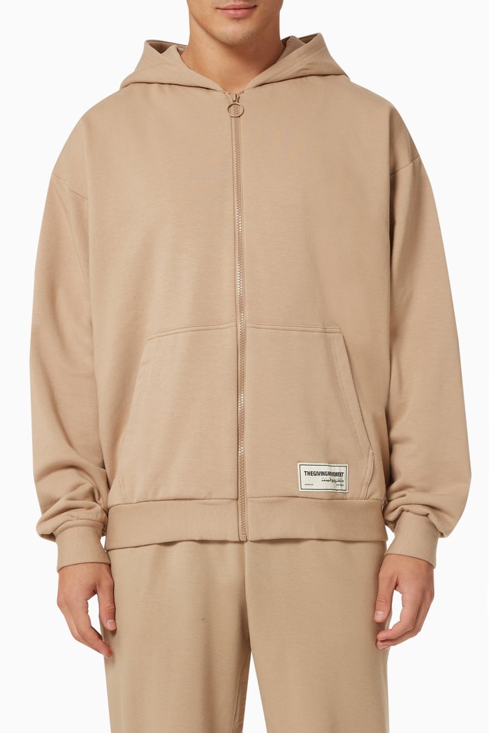 

Organic Bamboo Oversized Zip Hoodie, Neutral