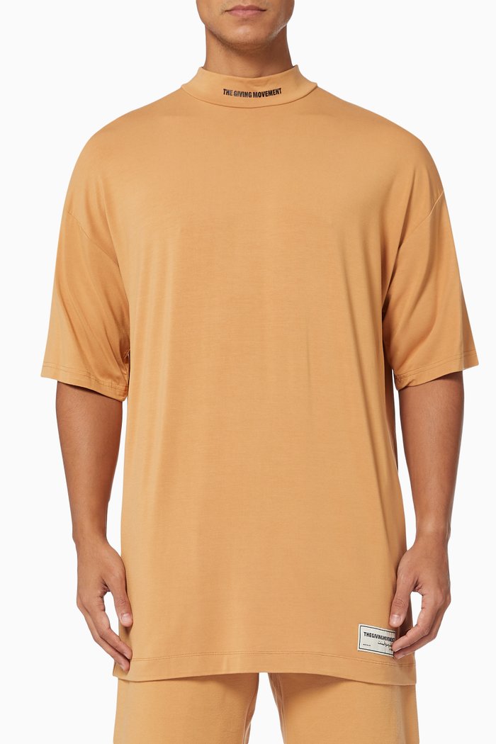 

Organic Bamboo Oversized High Neck T-shirt, Neutral