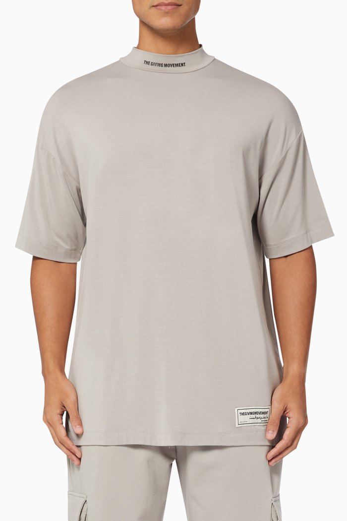 

Organic Bamboo Oversized High Neck T-shirt, Grey