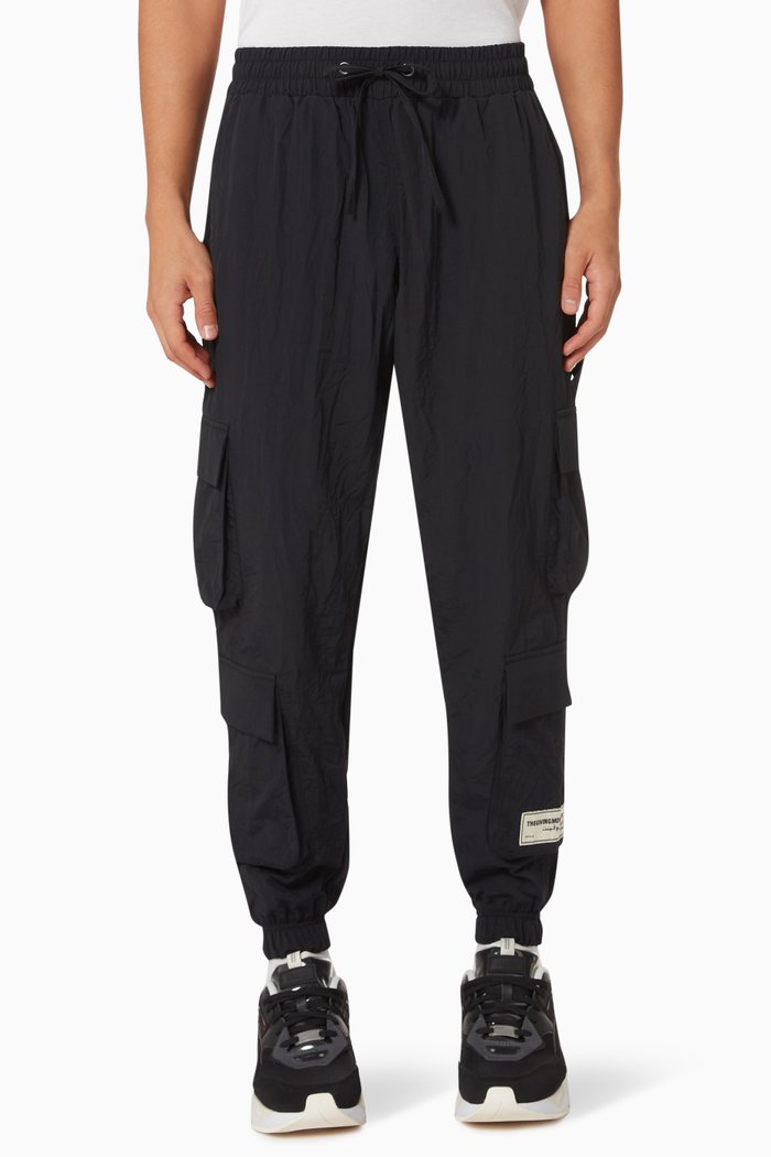 Cuffed Pocket Cargo Pants, Black