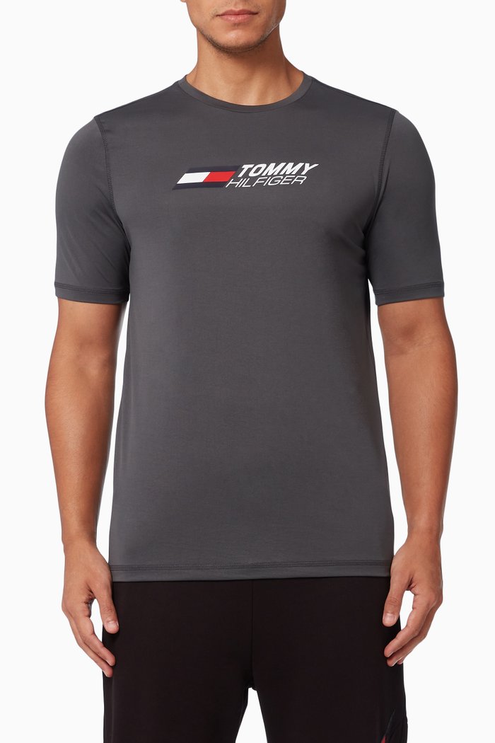 

Sport Logo Training Slim Fit T-shirt in Recycled Polyester, Grey