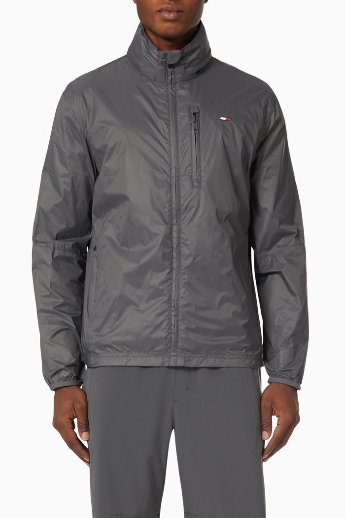 

Sport Packable Water Repellent Windbreaker Jacket in Recycled Nylon, Grey
