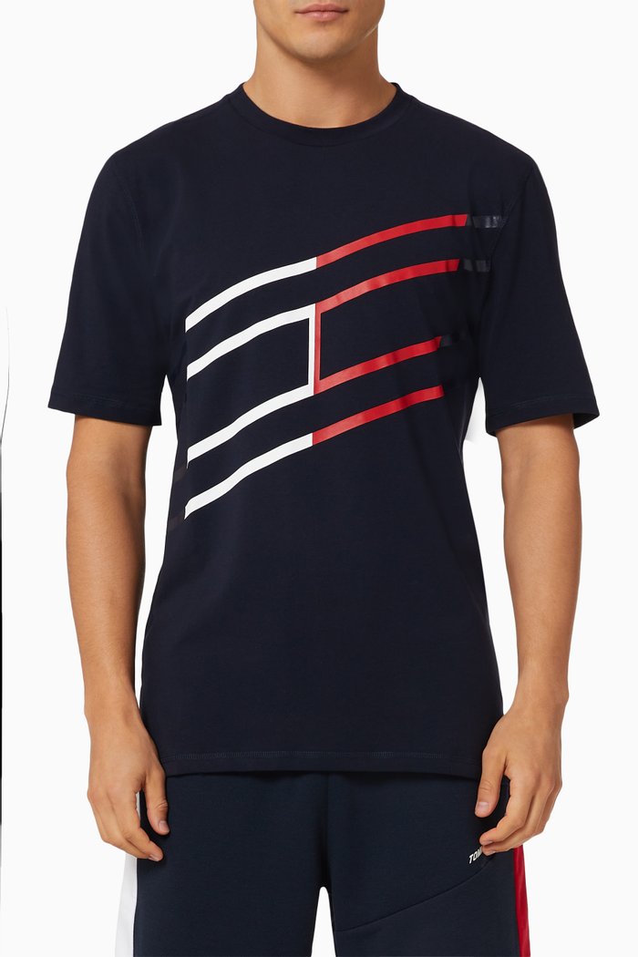 

Sport Cool Abstract Print T-shirt in Stretch Organic Cotton, Blue