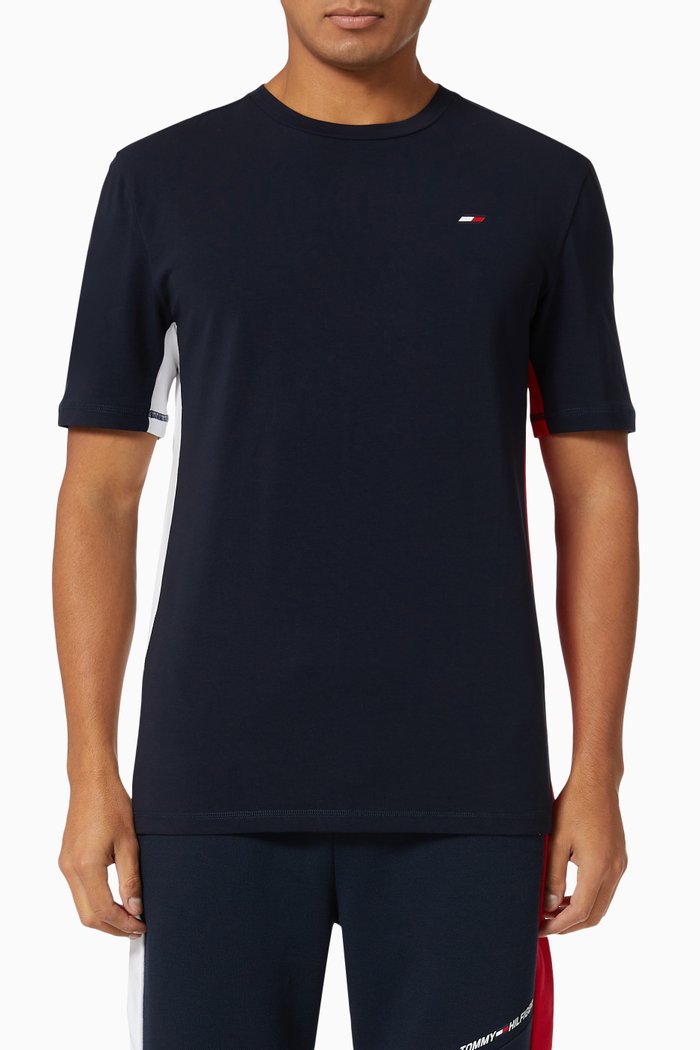 

Colour Blocked T-shirt in Stretch Cotton, Blue
