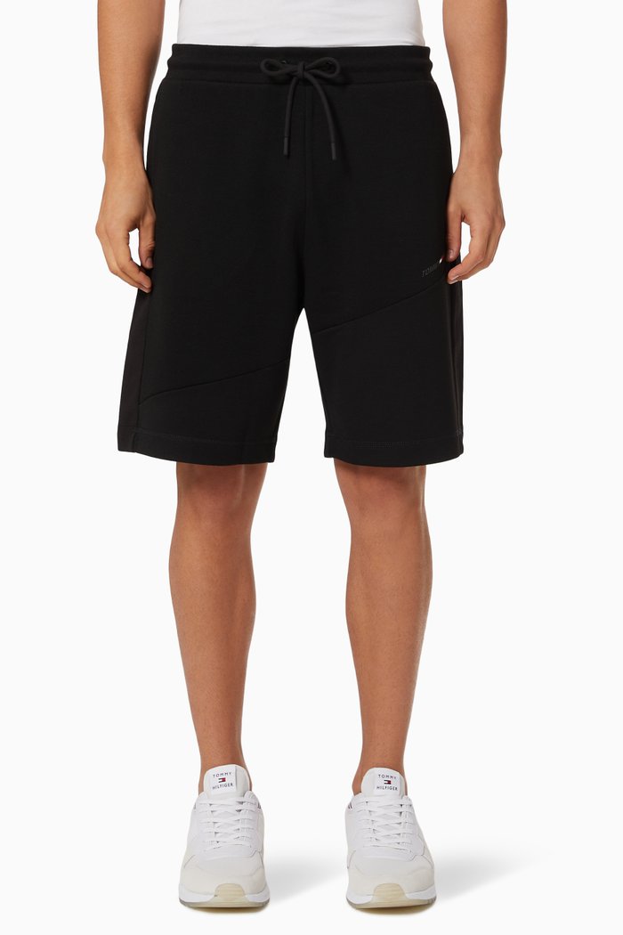 Blocked Shorts in Cotton French Terry, Black