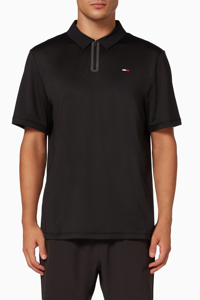 

Sport Relaxed Fit Training Polo Shirt in Stretch Jersey, Black