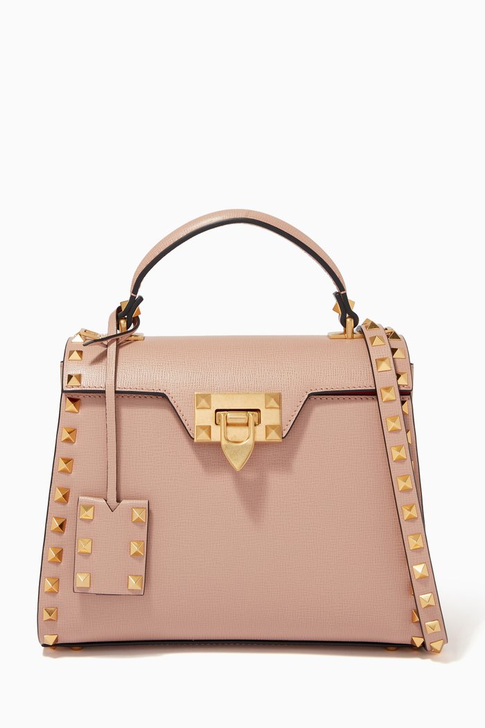 

Valentino Garavani Rockstud Alcove Bag in Grainy Calfskin, Pink