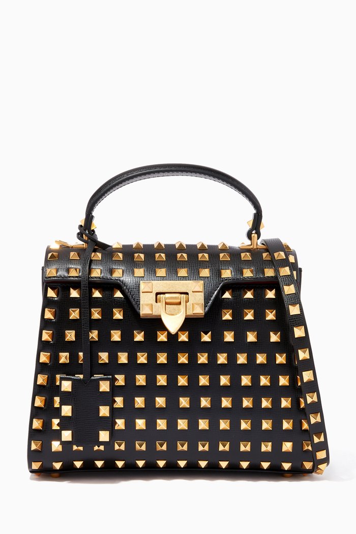 

Valentino Garavani Rockstud Alcove Bag in Grainy Calfskin, Black