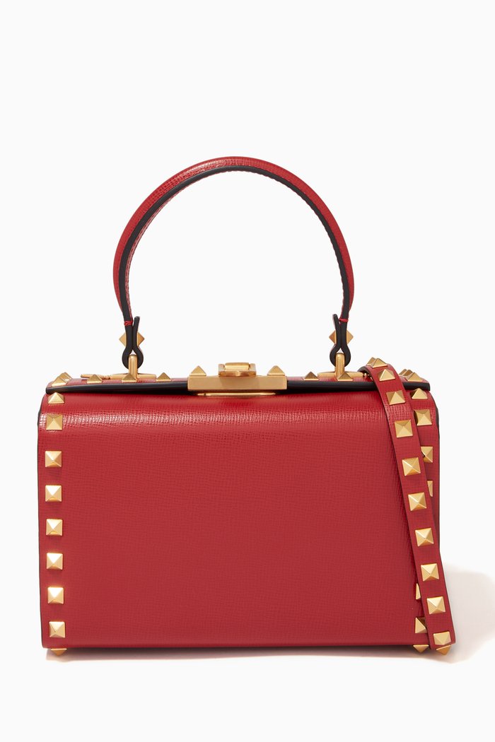 

Valentino Garavani Rockstud Alcove Box Bag in Calfskin, Red