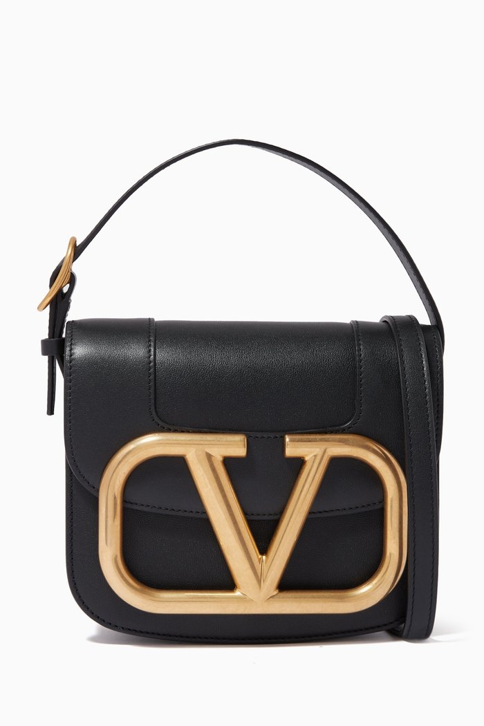 

Valentino Garavani Supervee Small Top Handle Shoulder Bag in Calfskin, Black