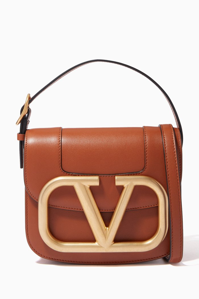 

Valentino Garavani Supervee Small Top Handle Shoulder Bag in Calfskin, Brown
